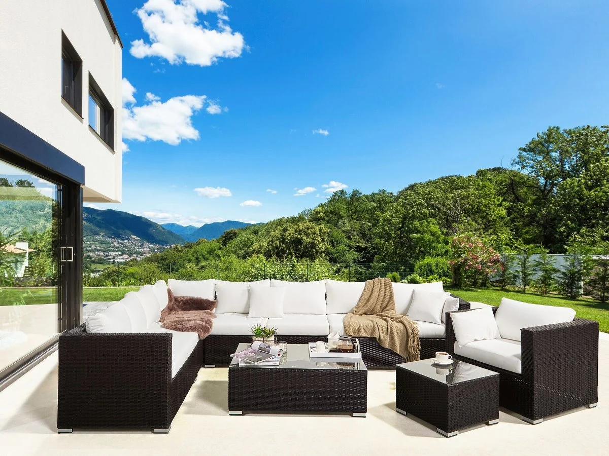 Rattanowy zestaw mebli ogrodowych BELIANI, brązowo-beżowy