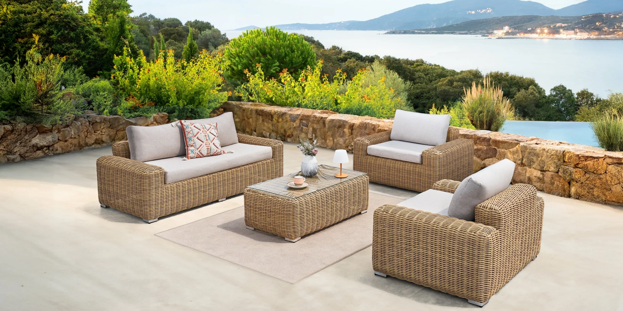 Sandy Zestaw mebli ogrodowych, technorattan, beżowy